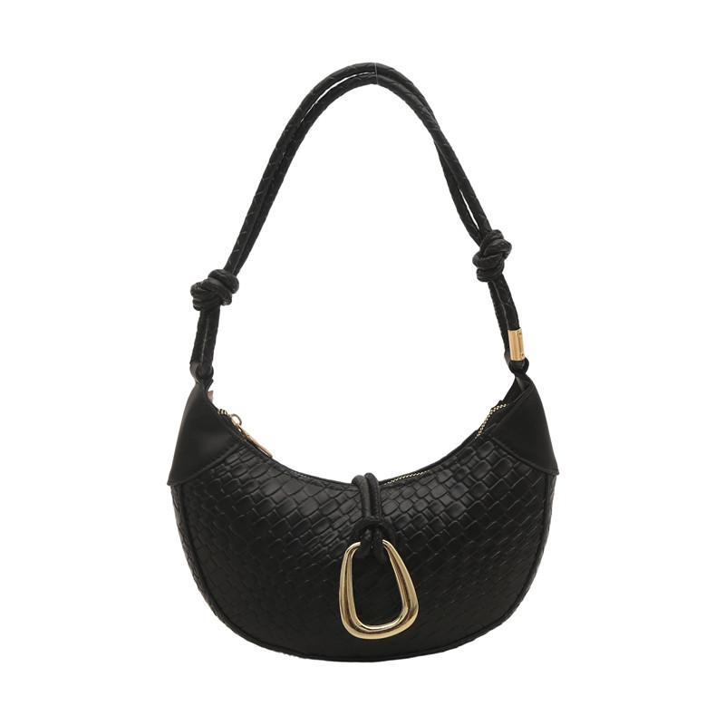 

Tide woven pattern bag method stick bag women s new handheld underarm bag crescent bag versatile texture shoulder bag чёрный