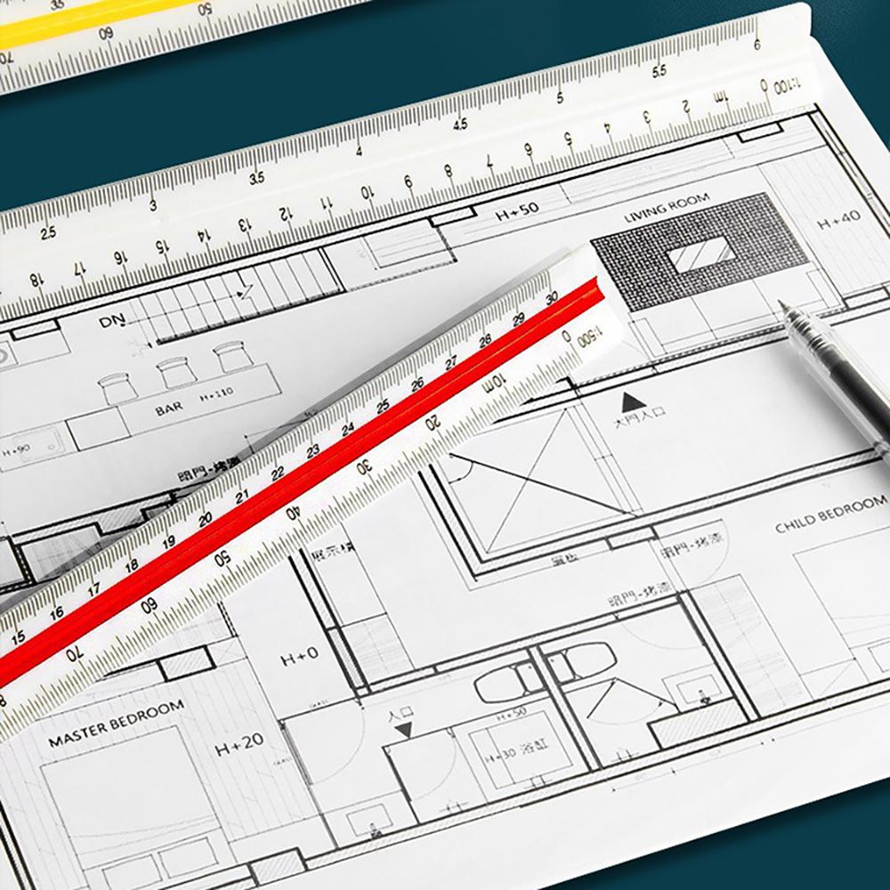 Triangular Scale 30cm, Interior Design, Architectural Design Drawing Measuring Ruler, Large and Small Scale Ruler