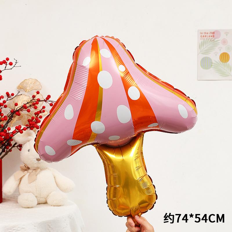 Cute Cartoon Red Pink Mushroom Aluminum Film Balloon Outdoor Camping Picnic Photo Birthday Party Decoration Arrangement
