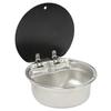 RV Sink Single Bowl Stainless Steel Hand Wash Basin Sink with Tempered Glass Lid for Caravans Camper