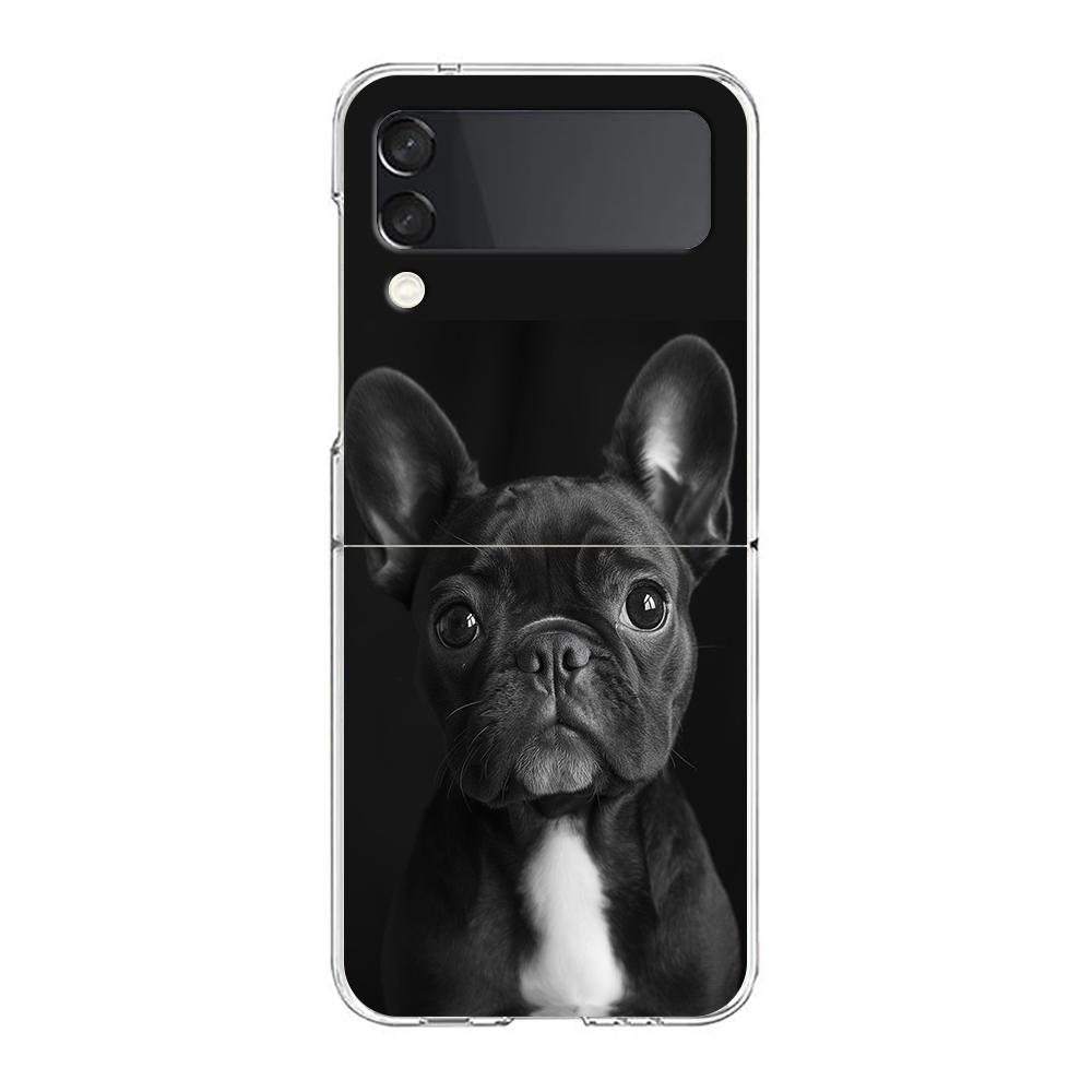 Phone Case For Samsung Galaxy Z Flip 3 4 5 Hard Folding Clear PC Bumper For Samsung Z Flip 6 Back Cover French Bulldog Dog Pet