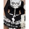 Autumn Winter Bow Lapel 2-piece Set Women Design Vintage Long Sleeve Slim Patchwork Tops + Thin High Waist Ruffle Skirt Suit New