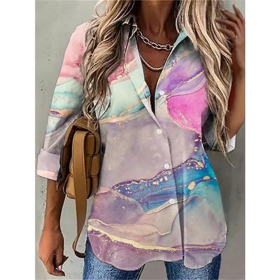 Temperament Lange Mouw Dames Blouse Grote Maat Losse Blouses Dames Casual Veelzijdige Geprinte Tops Dames