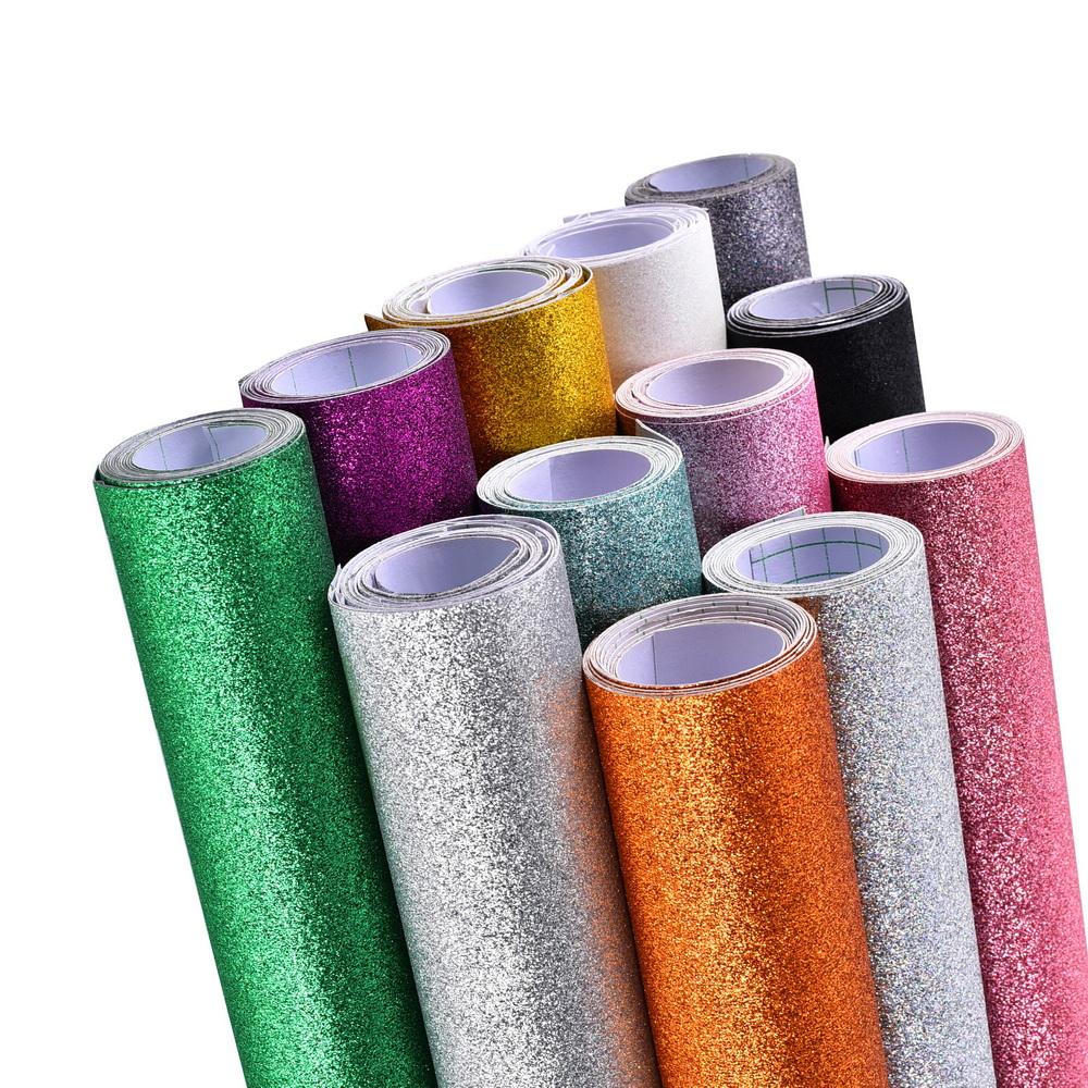 40x100cm Shimmer Fine Glitter Faux Leather Sheets Solid Color Synthetic Leather Fabric Roll for Earrings Hair Bows Pouches Bags