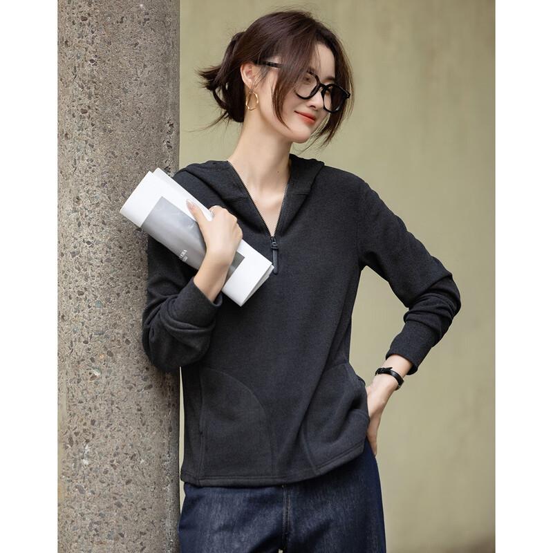 Demana Women's Autumn Half-Zip Hooded Sweatshirt