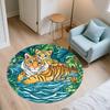 Bamboo Forest Tiger,Round Area Rug,Carpet Rug for Living Room Bedroom Sofa Playroom Decor,Non-slip Floor Mat