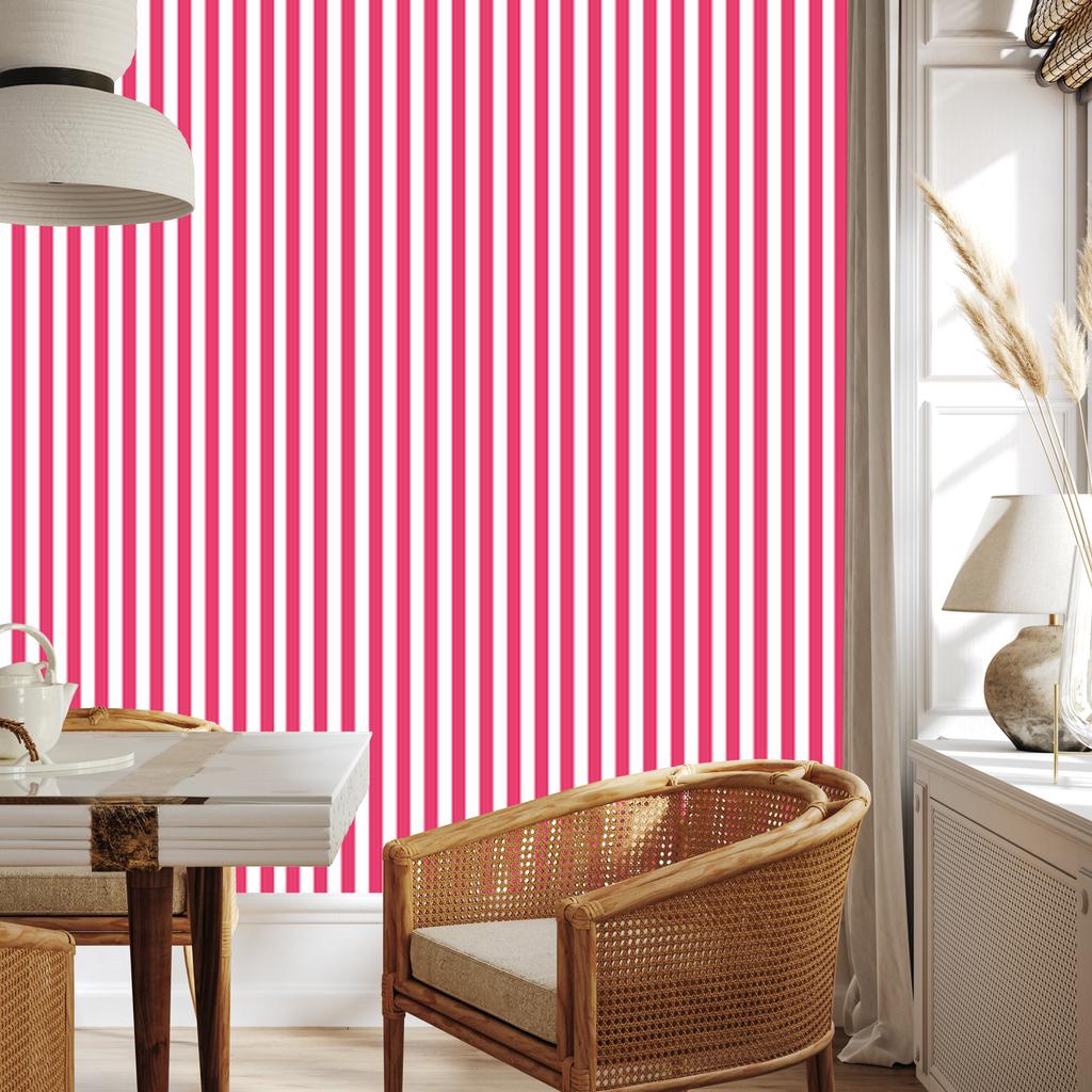Powder Pink, Pink and White Striped Wallpaper for Living Room and Bedroom 50x1000
