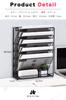 HIRAISM Wall-Mounted File Rack, Desktop Storage, Document Shelf, A4 Size, Mesh Steel, 6 Tiers (Silver)