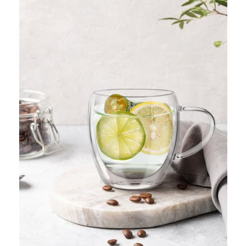 GOWTHHRT Double-Walled Glasses, 250ml, Set of 2, Double Walled, Insulates Hot and Cold Water, Condensation-Free, Mugs, Coffee Cups, Vacuum Cups, Heat-