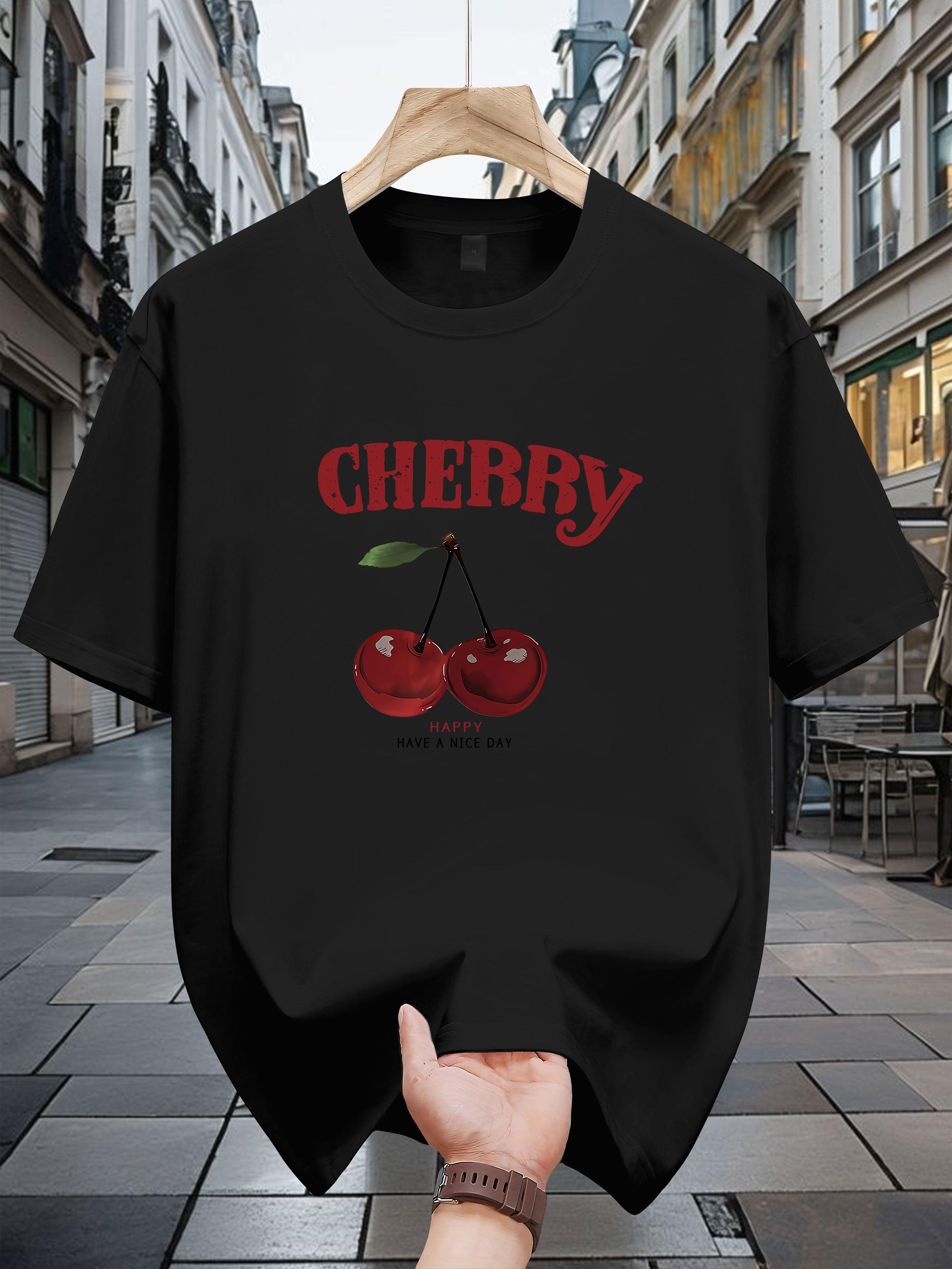 Casual Summer T-shirt - Cherry Print S