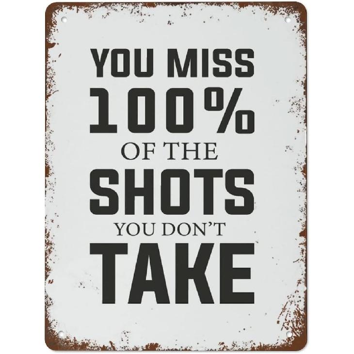 

Ты пропустил 100% бросков, которые не сделал. Декор для офиса. Мотивационный плакат. Мотивационная песня. Стильная металлическая табличка. Винтажная жестяная табличка. Декор для дома. Большинство 8x12in
