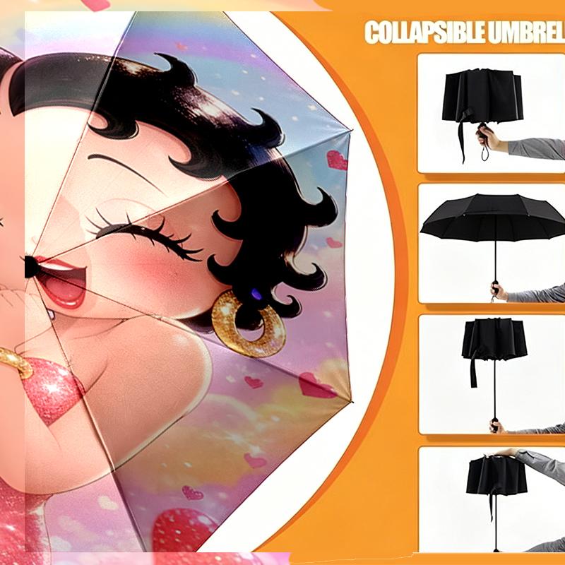 Betty Boop Print Umbrella Automatic Opening/ Closing - Portable Foldable Design - Daily use for Travel/Outdoor - Gift for Birthday