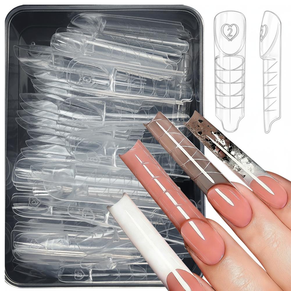60/150Pc Nail Art Dual Forms French-style Clear Reusable Nails Extension Nail Forms DIY Almond Trapezoid Shaped Nail Gel Molds