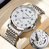 Men's Genuine Automatic Mechanical Skeleton Watch with Digital Display, Simple Calendar, and Luminous Features