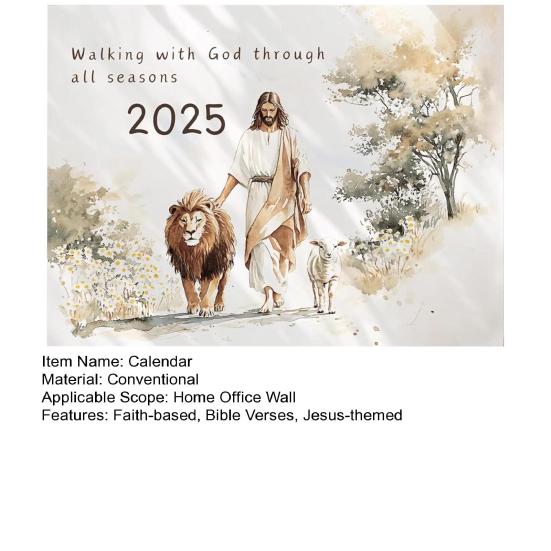 2025 Jesus Wall Calendar Religious Artwork Wall Calendar Bible Verses Hanging Monthly Calendar for Christ Lovers