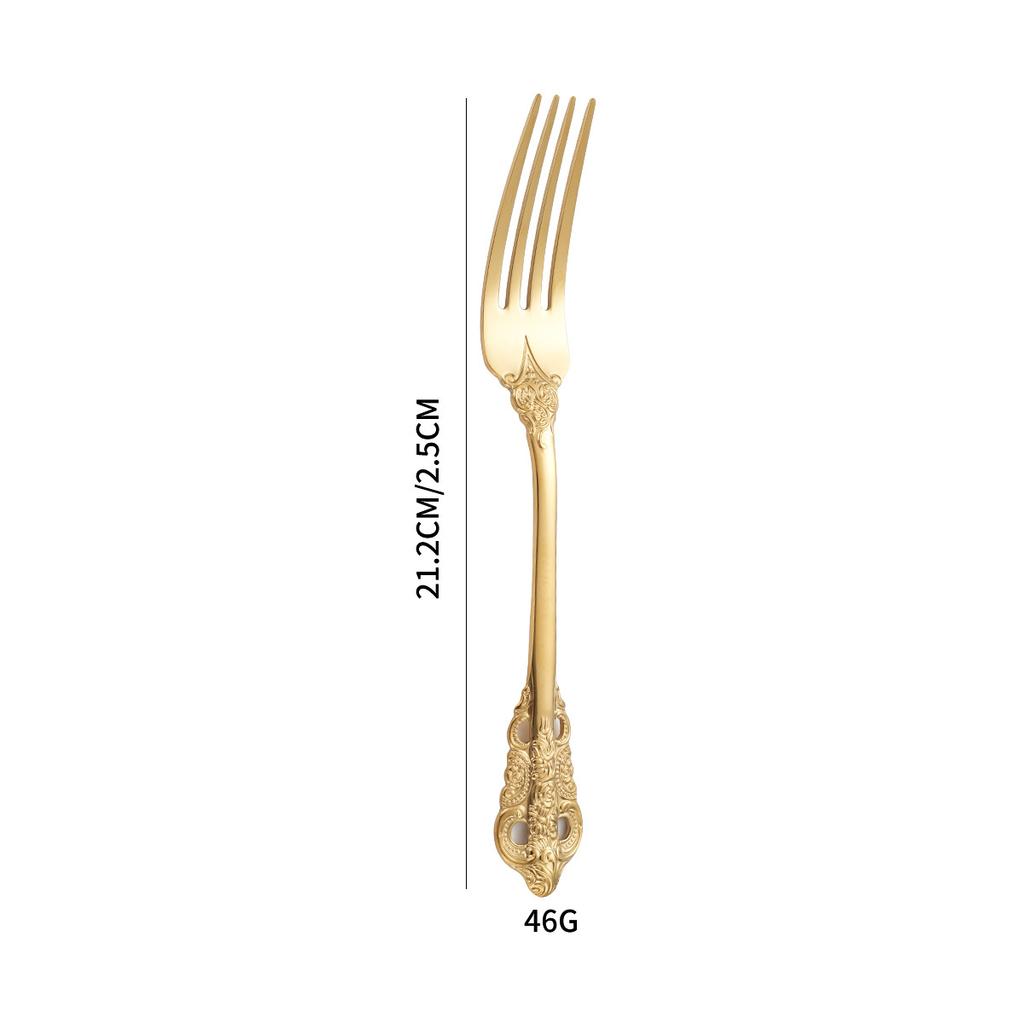 304 Palace tableware knife, fork, spoon set European retro Western tableware steak knife and fork 5-piece gold color/1pc