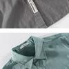 Summer Short Sleeve Shirt Men Daily Casual Tops Square Collar Soft and Comfortable Green Pure Cotton Shirt Korean Simple Style Men Clothing