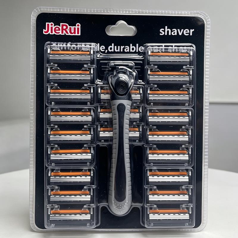 Stainless Steel Triple Blade Manual Shaving Razor for Men - 21 Blades