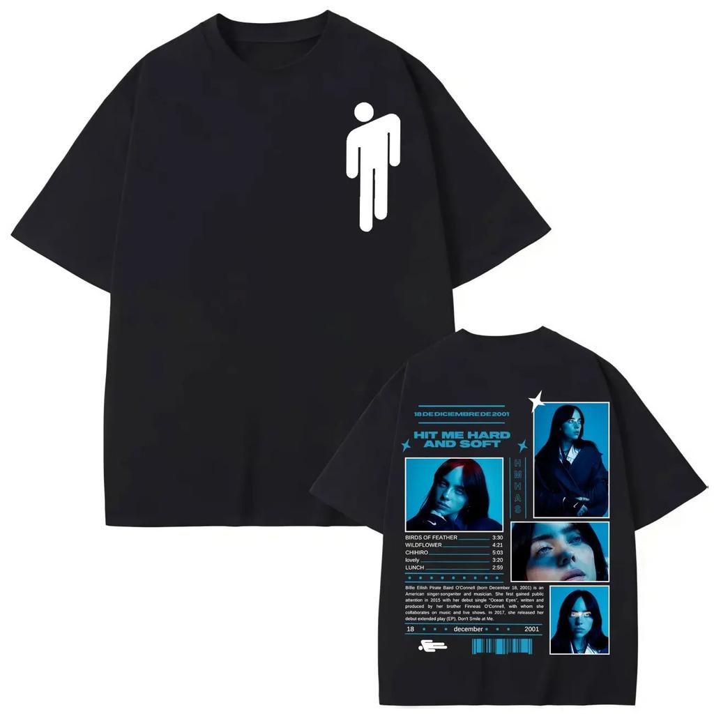 Billie Eilish Hit Me Hard and Soft Album Poster Graphic Print TShirts Men Women Fashion Cotton Tees Y2k Fashion Oversized Tops