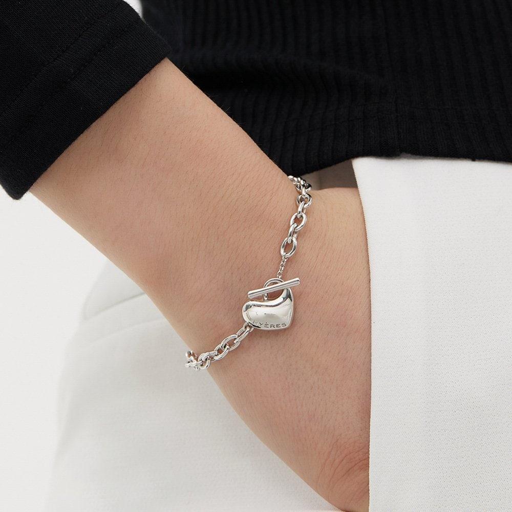 

Срібне серце-галька (W) Браслет ланцюжок Т-бар Hl6B53611W9175