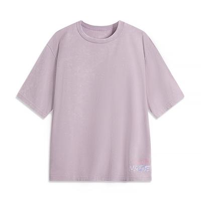 Li Ning X Jcchr Artist Collaboration Wade Series Printed Letter Crew Neck Versatile Breathable Loose Short Sleeve T-Shirt Men Tops Purple AHSUB29-2