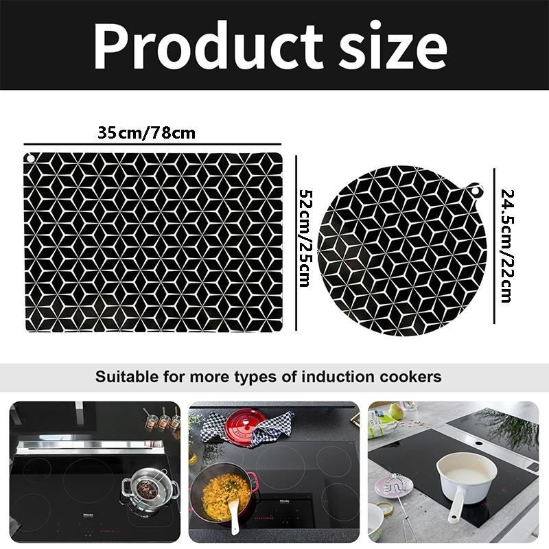 1/4 Stück Induktionskochfeld-Schutz - Runde Silikon-Hitzewasserdichte Kochfeldmatte Hitzebeständig bis 240°C für Gasherd-Zubehör