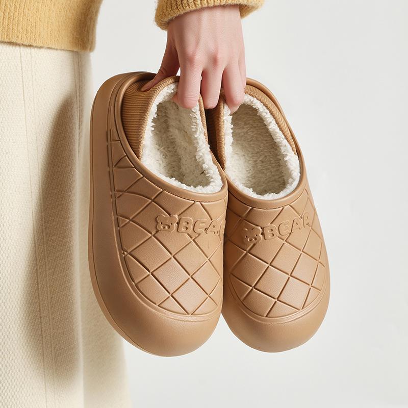 Cotton slippers with plush winter indoor warmth autumn cute couple home winter slippers plush