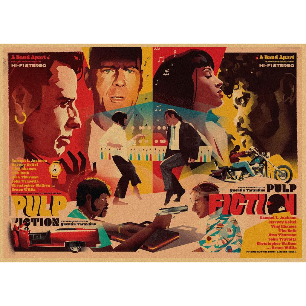 Pulp Fiction Retro Kraft Paper Poster - Classic Bar Wall Decoration