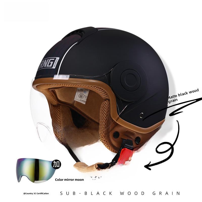 RNG 3C-Certified Retro 3/4 Motorcycle Helmet for Men & Women