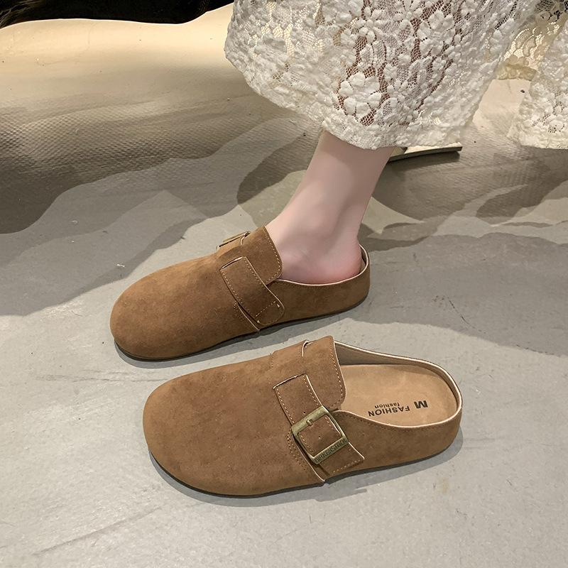 Thick-soled half-slippers, women's new autumn baotou slippers, the inner height increases by one pedal