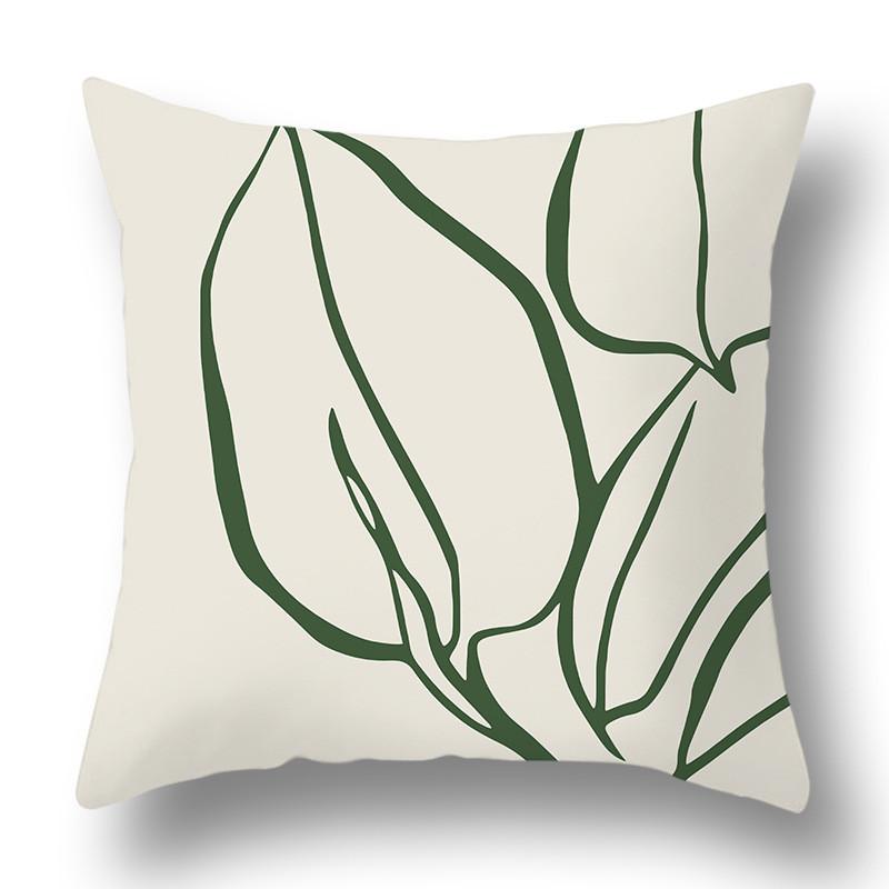 Simple Green Geometric Decoration Cushion Cover Tropical Plant Print Pillowcase Pillowcase Living Room Home Decoration