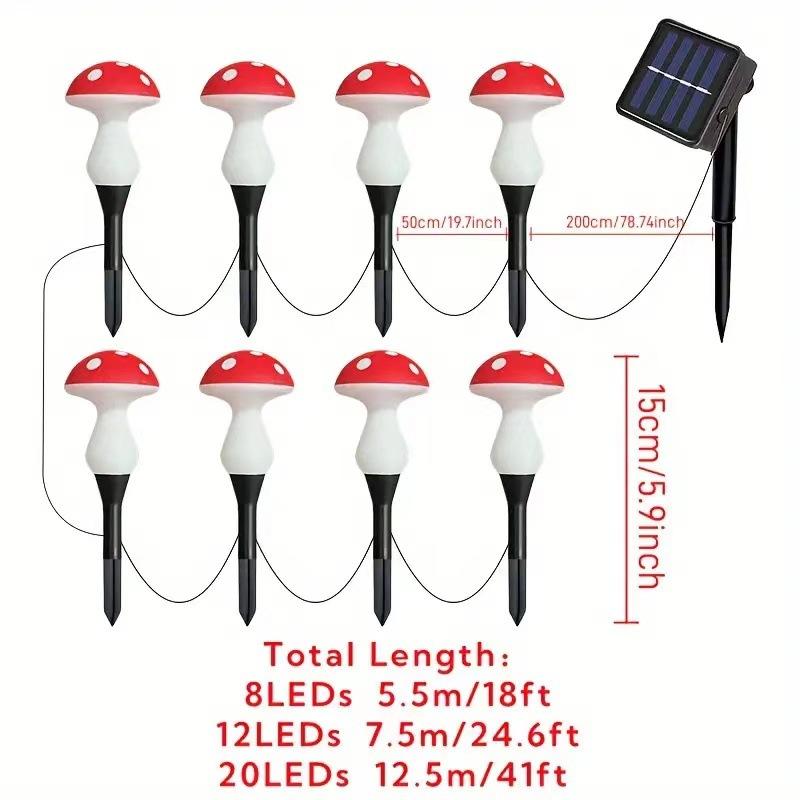 8/12/20LED Solar Landscape Ground Lights Cute RED Mushroom Lawn Lamp Wedding Holiday Courtyard Christmas Outdoor Garden Decoration