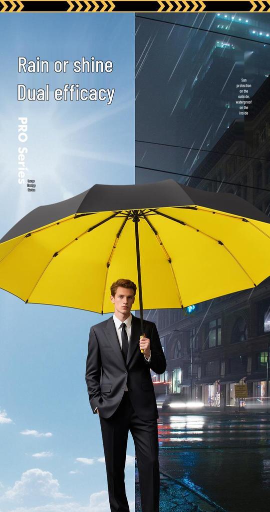 Automatic Men's and Women's Reinforced Vinyl Sun and Rain Umbrella - Enlarged for School Use
