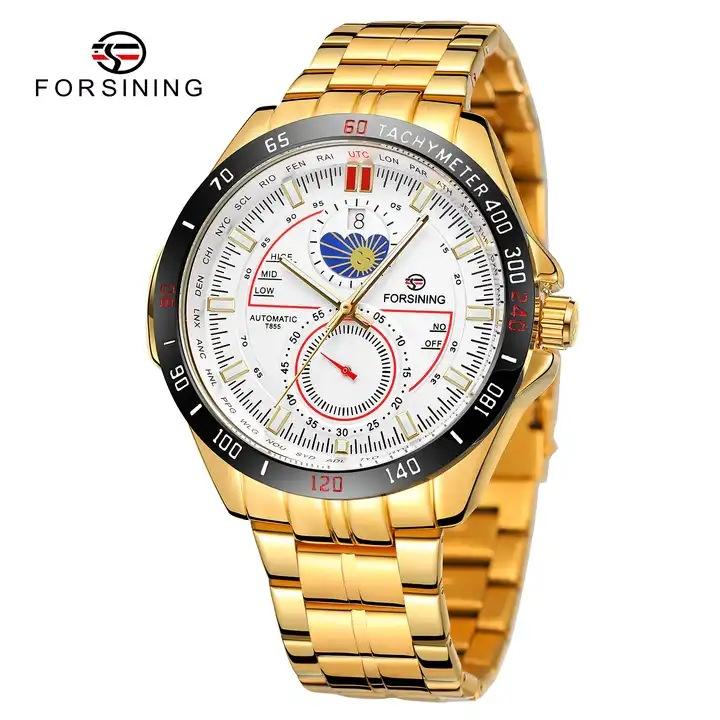 

Forsining Чоловічий модний повсякденний порожнистий механічний годинник з автоматичним механізмом GMT1228-2-A