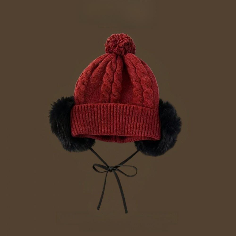 Large Head Circumference Faux Fur Beanie Faux Fur Ear Flaps Thermal Winter Hat Women Outdoor Use