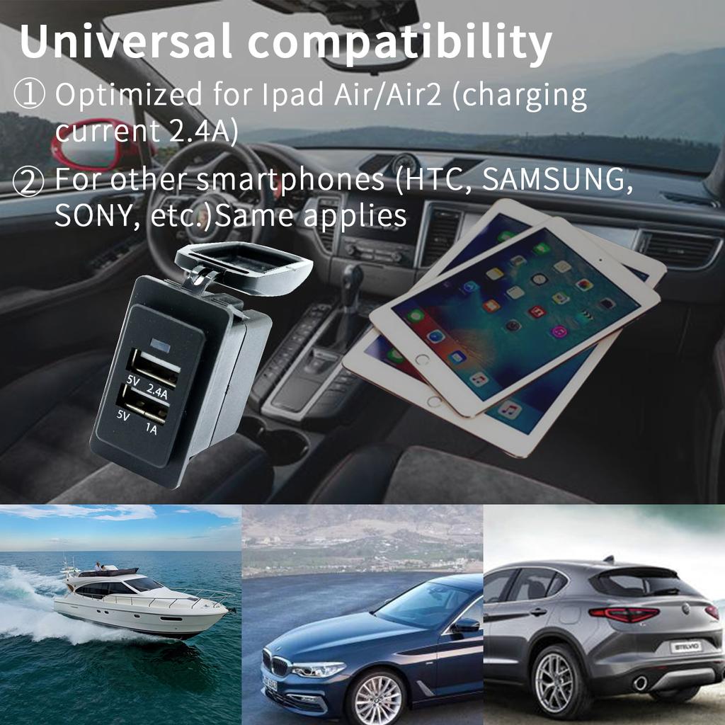 5V 3.4A USB Interface Fast Car Charger Fast Charging Charger for TOYOTA Camry Corolla Yaris RAV4 Reiz Cruiser Charger Cable