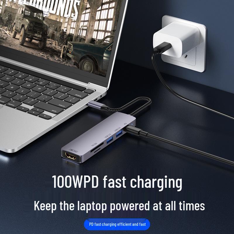 USB-C Laptop-Hub: 100W Ladefunktion, USB 3.0, 4K Screen Casting, SD/TF Erweiterungsdock