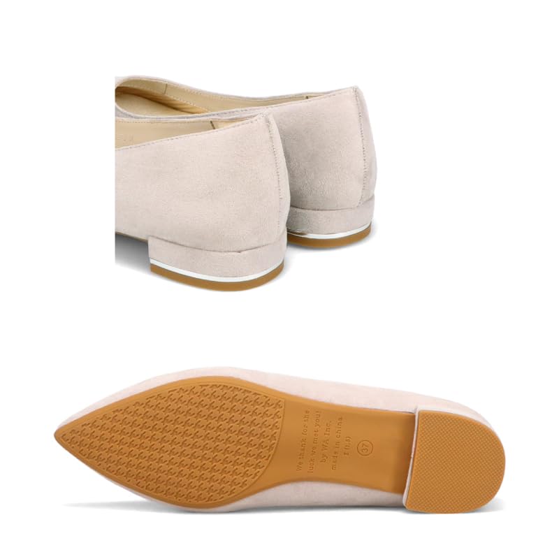 Jumpable Pumps, Flats, Easy To Wear, Suede, Pointed Toe, Cushioned, Low Heel, Black, Perfect for Commuting, Ceremonies, R-3218