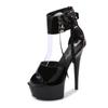 Fashion Walking show model shoes with thin heels sexy black waterproof platform 13CM15cm Hentian high heel sandals female summer