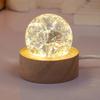 LED Wood Stand Luminous Crystal Ornaments Shiny Glaze Beads Glass Sphere Figurine  Home Decoration