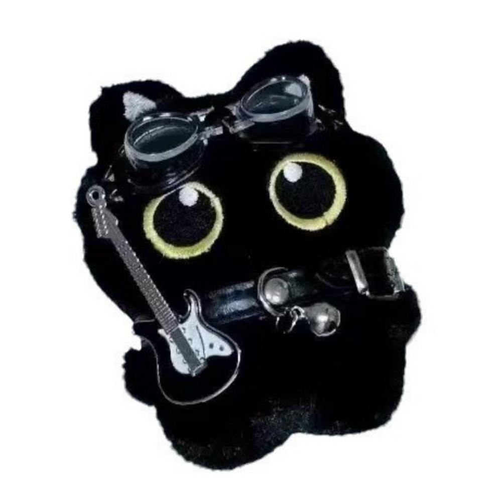 Punk Rock Black Cat Plushies Stuffed Doll Cat Pendant Kid Gift Cat Plush Keychain  Boy Girl