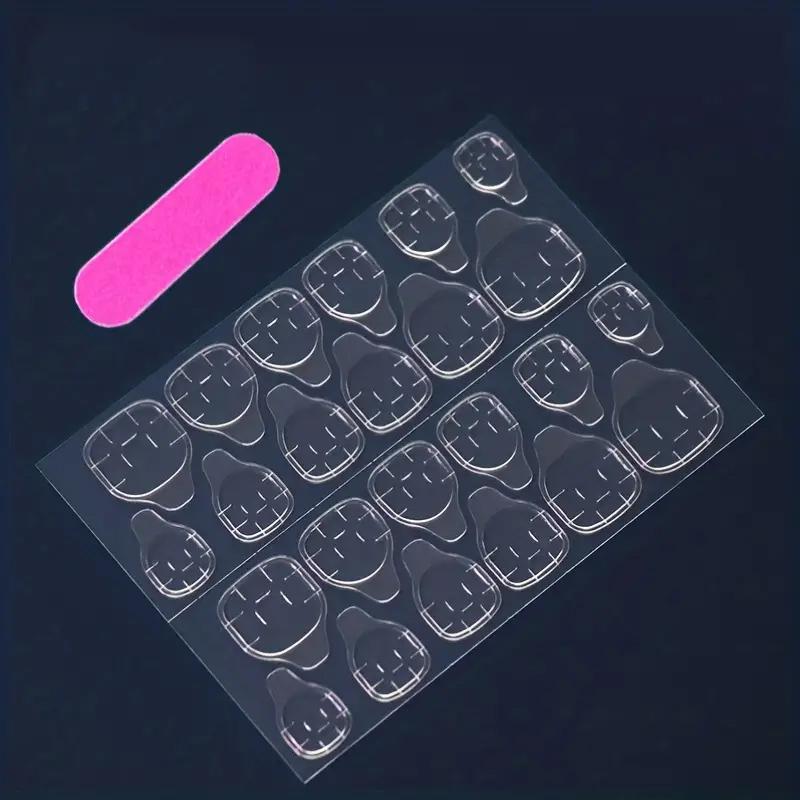24Pcs pink cat eye French nail patches, medium almond shape, decorated with golden lines, simple style, smooth surface, full cov