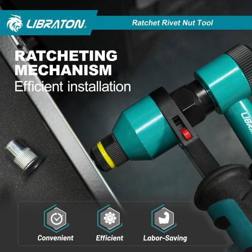 LIBRATON Ratchet Nut Set, Includes 50 M5, M6, M8, M10, and M12 Rivet Nuts, with Storage Case