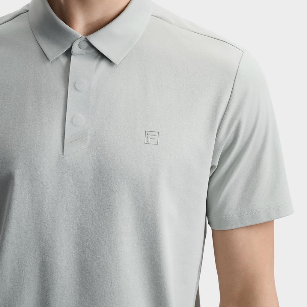FILA F.C. Classic Minimalist Basic Casual Light Business Versatile Comfortable Knitted Short Sleeve Polo Shirt Men tops Storm-Gray F11M621103FGY