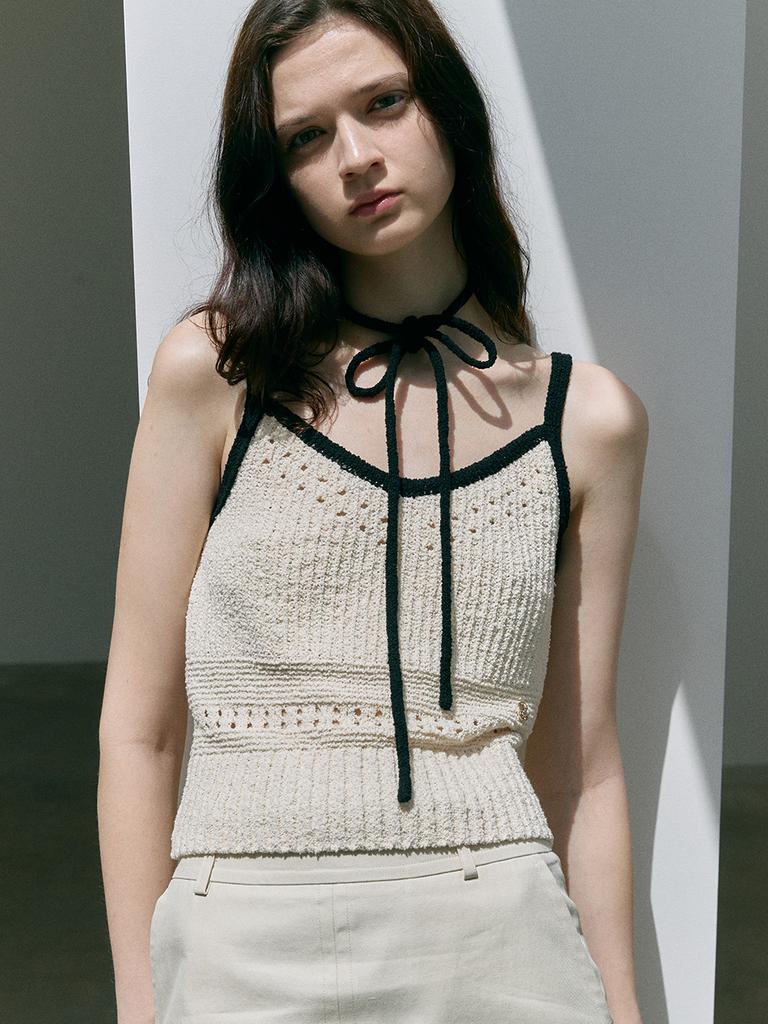 Mouth Crochet Tie Bustier (Cream Ivory)