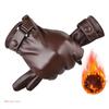 Leather Full Finger Gloves Winter Warm Gloves with Fleece Lining Touchscreen Driving Riding Gloves for Outdoor Sport