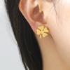 Dawapara Minimalist Four Leaf Clover Stud Earrings for Women Girls Sunflower Good Luck Gift Stainless Steel Irish Jewelry