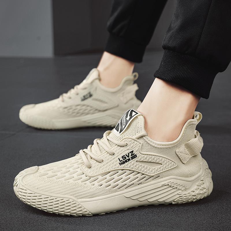 

Мужские летающие плетеные кроссовки летние дышащие сетчатые кроссовки мужские уличные повседневные одинарные туфли D371 39 бежевый