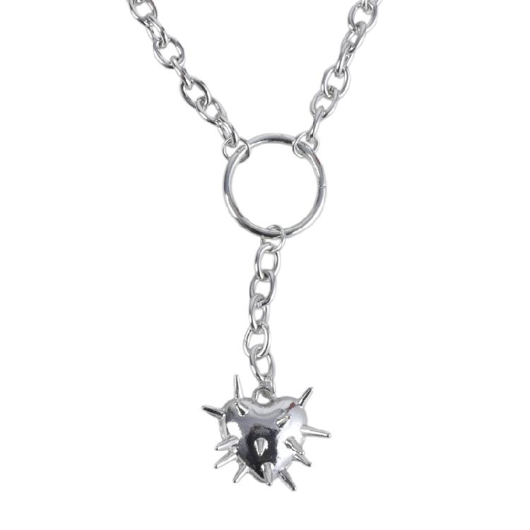 Fashionable Sturdy Alloy Necklace Love Heart and Thorns Elegant Designs Jewelry Accessory for Unique Look Casual Wear