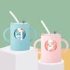 250ml Children Breakfast Cup Cartoon Glass Straw Cup With Lid Cute Milk Mug Anti-drop Microwave Heating Milk Powder Straw Cups